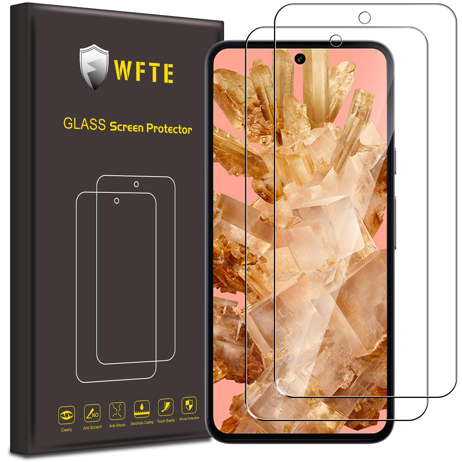 WFTE [2-Pack Screen Protector for Google Pixel 8,Anti-Scratch,High Transparency,Anti-fingerprint,Bubble-Free,Dust-Free Premium Screen Protector Tempered Glass For Google Pixel 8 โ image 1