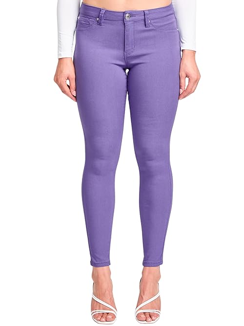 YMI Women's Hyperstretch Mid-Rise Skinny Jeans, Iris Bloom, S