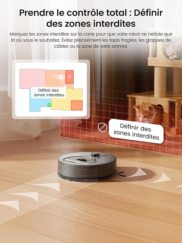 M330 Plus Robot Aspirateur Laveur Serpillière, 3en1, 5000Pa, Anti-emmêlement, Navigation LiDAR Précise, Zone Interdite Intelligente, Nettoyage Personnalisé, Idéal Sols Durs Tapis, APP/Alexa