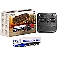 FLYCOLOR Turbo Racing 1:76 C50 RTR Tractor Remote Control Truck Four-Wheel Drive Simulated Headlights 10CH Minicar Model(White-Blue)