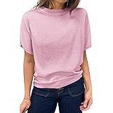 Saodimallsu Women's Short Sleeve Crew Neck Knit Pullover Sweater