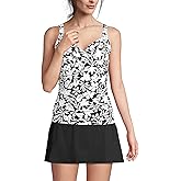 Lands' End Womens Sweetheart Wrap Underwire Tankini Top Black Havana Floral Regular 4