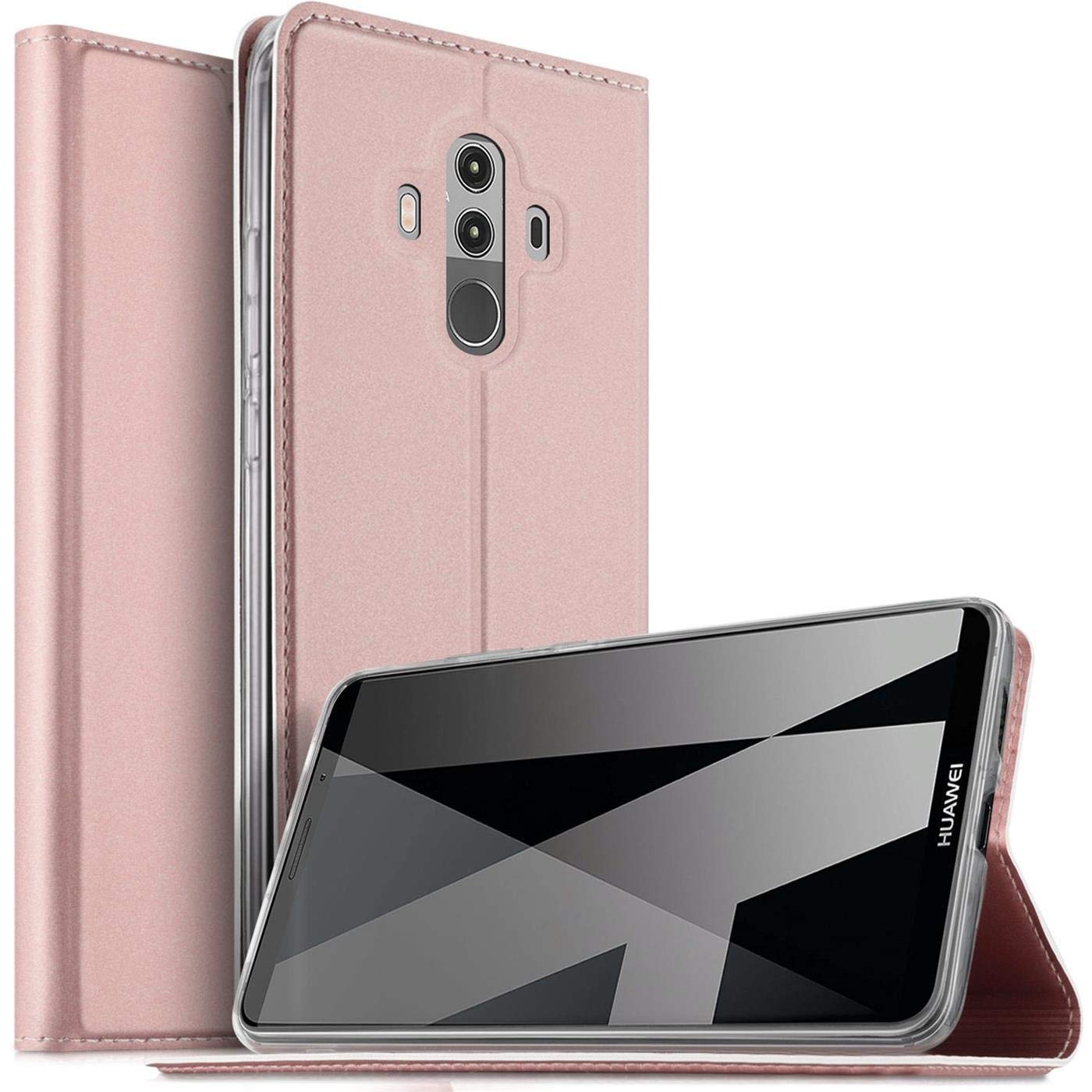 Verco Case compatible with Huawei Mate 10 Pro, Flip Wallet Cover with Magnetic Closure for Mate 10 Pro Phone Case - rose gold โ image 1