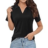 Polo Shirts for Women, V-Neck Business Casual Tops for Women, Summer Lapel Collar Tunic Tops Short Sleeve Work Blouses