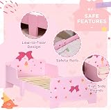 ZONEKIZ 4PC Kids Bedroom Furniture Set - Bed, Toy Box, Dressing Table, Pink view 6