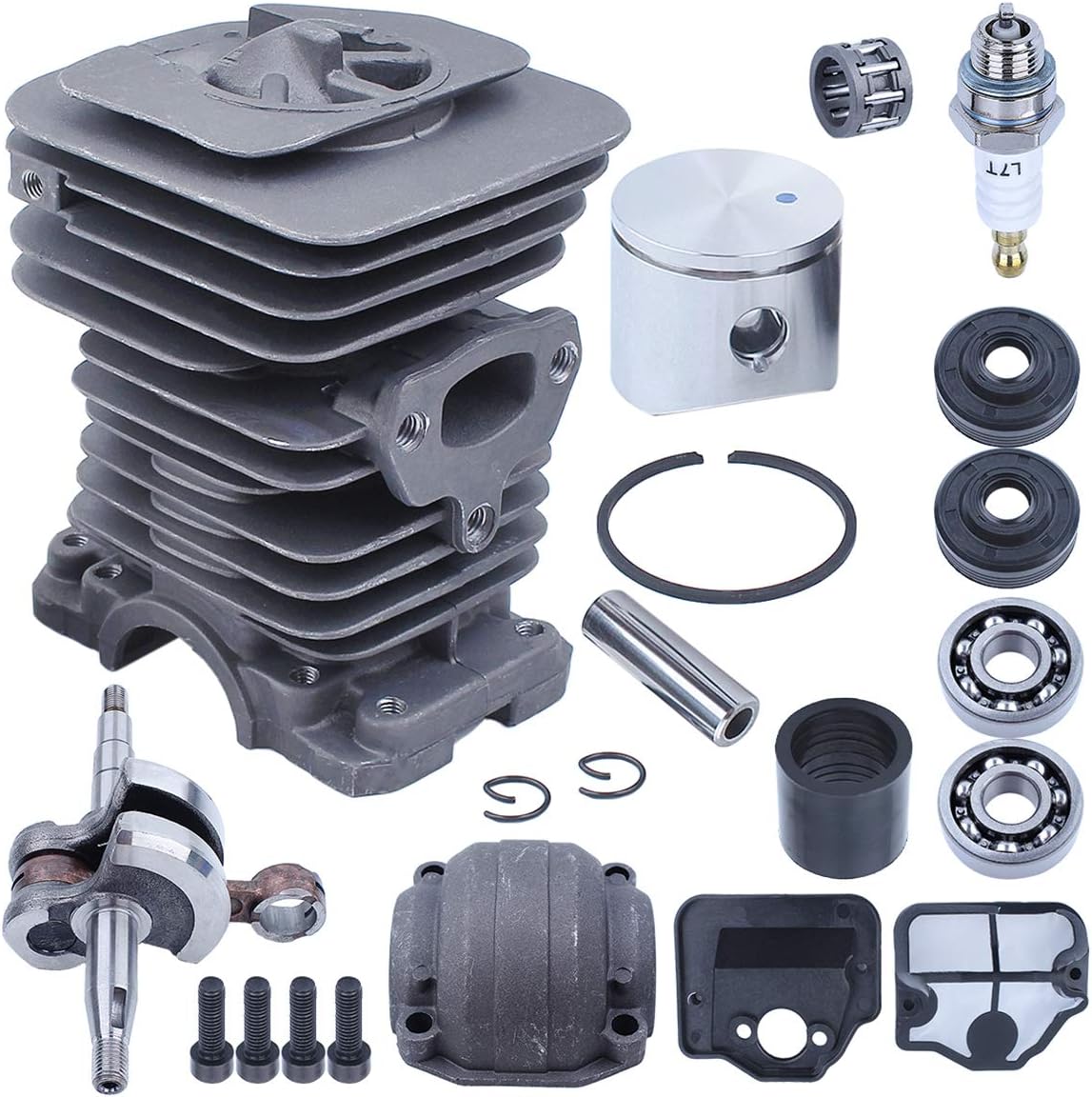 Adefol40mm Cylinder + Piston Kit + Crankshaft for Husqvarna 136 137 141 142 Chainsaw with Pan Intake Oil Seals