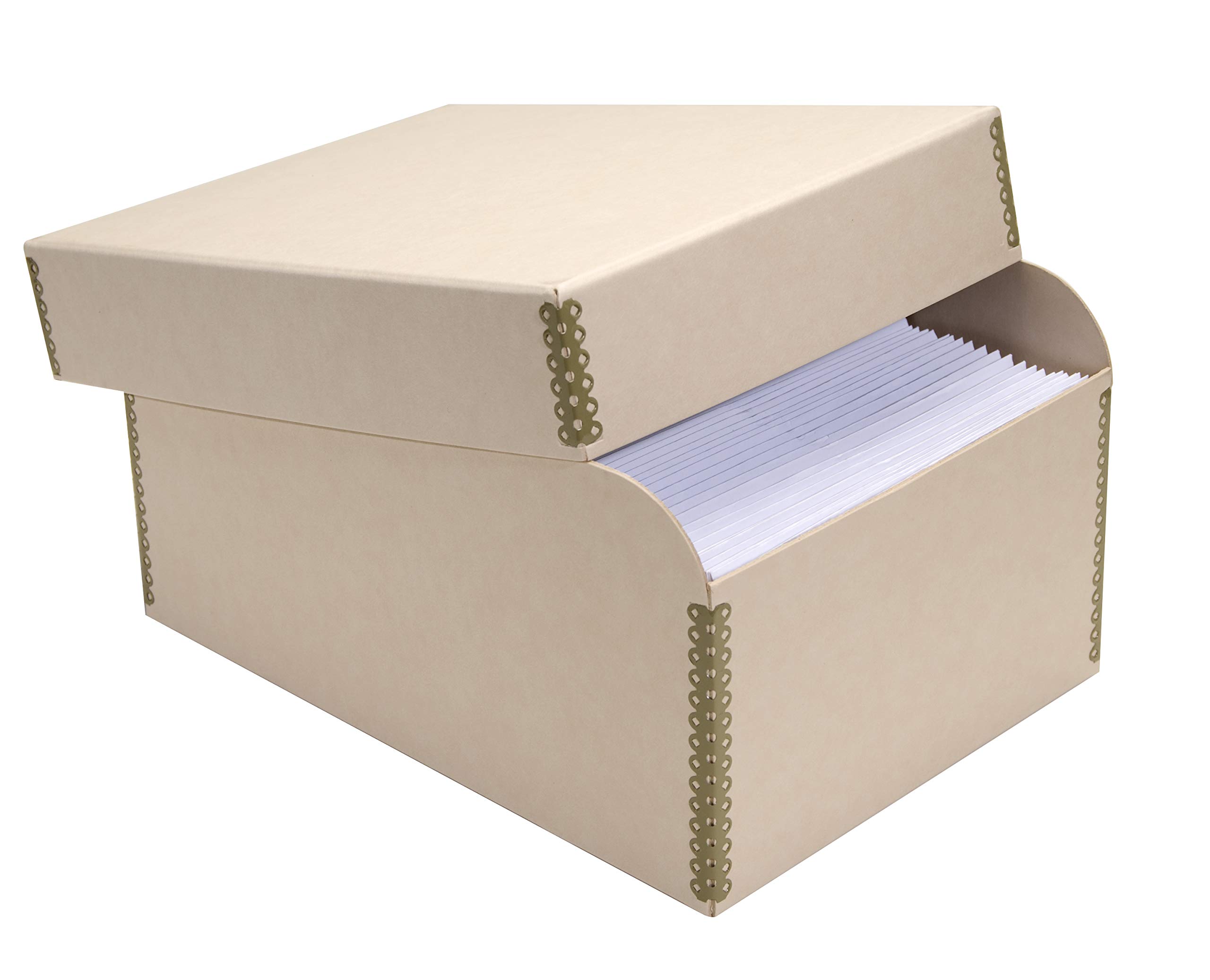 Photo 1 of Lineco Photo Storage Box, Holds 1000 3x5 or 4x6 Pictures, Removable Lid, with 12 4"x6" Photograph Envelopes, Color: Tan