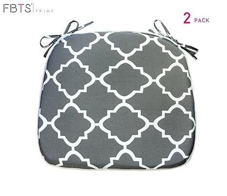 Fbts Prime Outdoor Chair Cushions Set Of 2 16x17 Inches Patio Seat Cushions Grey Square Chair Pads For Outdoor Patio Furniture Garden Home Office