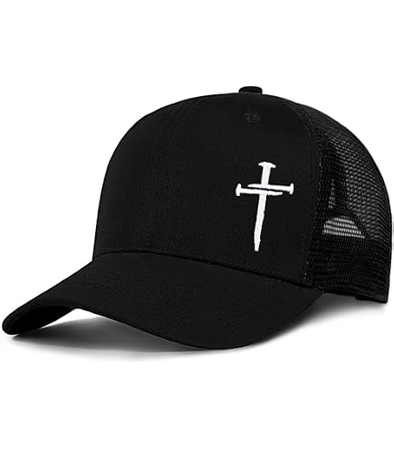 Christian Cross Baseball Cap, Religious Cross Design, Black