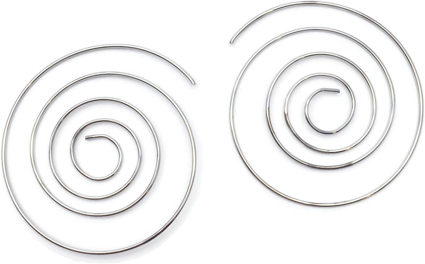 Silver Spiral Hoop Geometric Earrings - Nickel Free 40mm