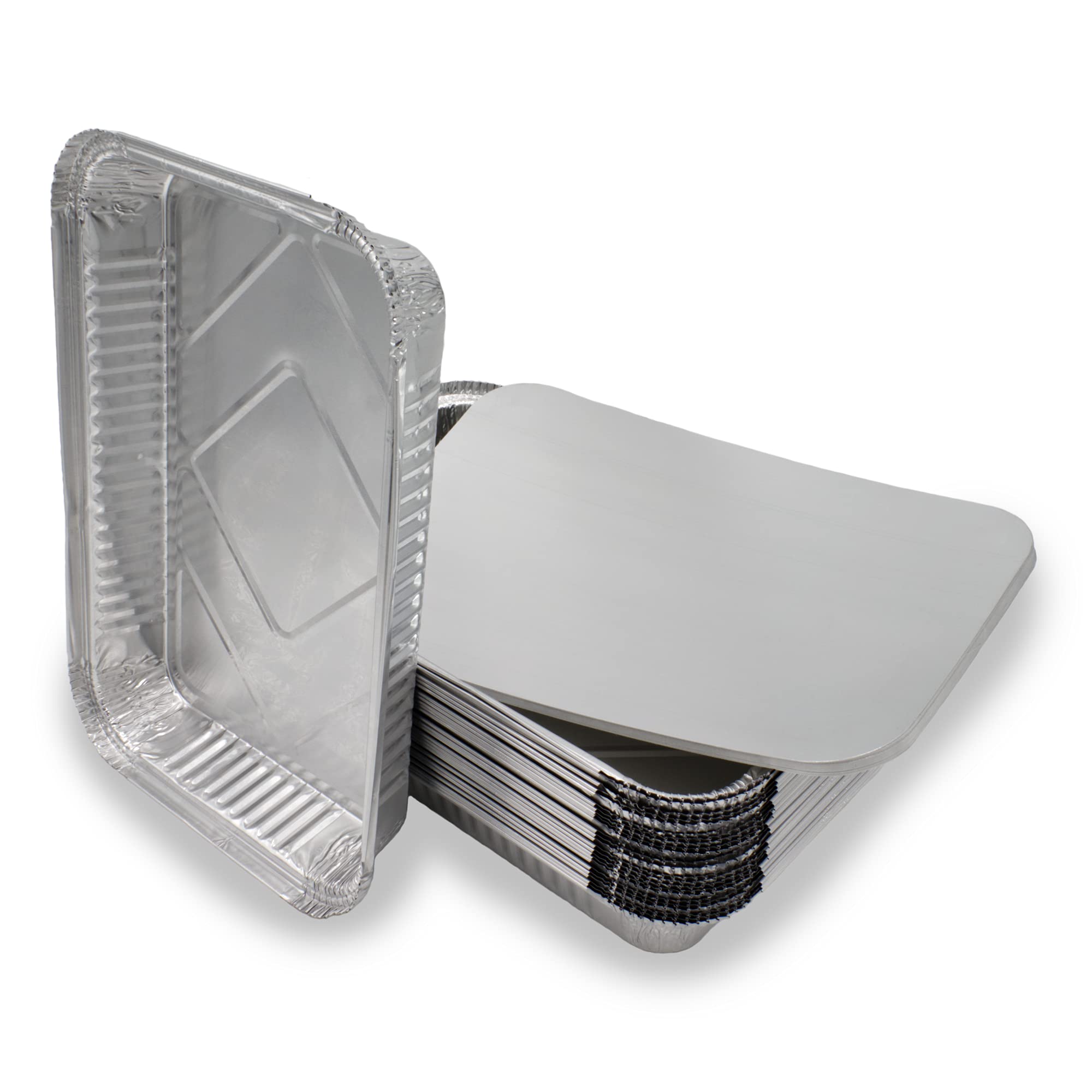 Mamatura XL Aluminium Trays with Lid [Aluminium Trays Large] Disposable Aluminium Bowls, Aluminium Trays for Baking | Weber Aluminium Drip Trays Large | Grill Tray Aluminium Bowl, Grill Cup 32 x 22 cm