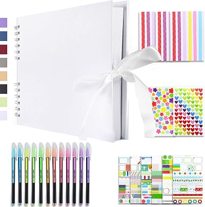 Vienrose Scrapbook Kit 80 Page Album Holds 240 Photos 4x6 with Ribbon