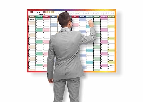 2026 Year Wall Planner A1 Uk Wall Calendar Yearly Planner Large Jan To Dec Full Year Planning Chart Student Family Home School Office Work Study Annual Poster Multi 59.5 x 84.1Cm (1Pc)(Folded)
