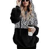 LONGYUAN Women Casual Hoodies Fashion Fuzzy Warm Pullover Sherpa Outerwear with Pockets