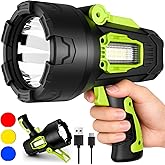 Rechargeable Spotlight,99,000 Lumens Super Bright LED SpotLights Flashlight, 10000ɱAh Spot Lights Long Runtime Waterproof ,Spot Light Outdoor Handheld with Cob Light & Foldable Tripod for Camping