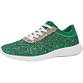BELOS Women's Glitter Shoes Sparkly Lightweight Metallic Sequins Tennis Shoes Casual Retro Braided Walking Shoes