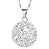 Yonhon Sand Dollar Necklace Stainless Steel Ocean Beach Pendant for Women girls