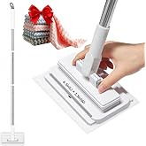 Multi-Purpose Mini Dust Mop, Small &amp; Lightweight Bathroom Cleaner | Shark Tooth Grip, Shower Quick Spot Cleaning, No-Touch, Fits Paper Towels, Disposable Face Cloths &amp; All Common Rags, 5 Cloths