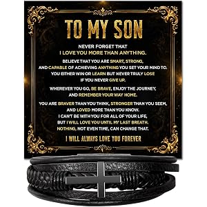 To My Son Cross Bracelet From Mom And Dad, Son Gifts From Mother And Father, Inspirational Present Wedding Christmas Valentin