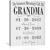 Mothers Day Gifts - Personalized Birthday Gifts For Mom Wife - My Greatest Blessings Call Me Mom & Grandma Custom Canvas Prints For Women - Gift Wrapping Available - Up to 10 Sons or Daughters