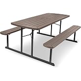 OEF Furnishings Heavy Duty Blow Molded Folding Picnic Table - Brown, Brown Frame