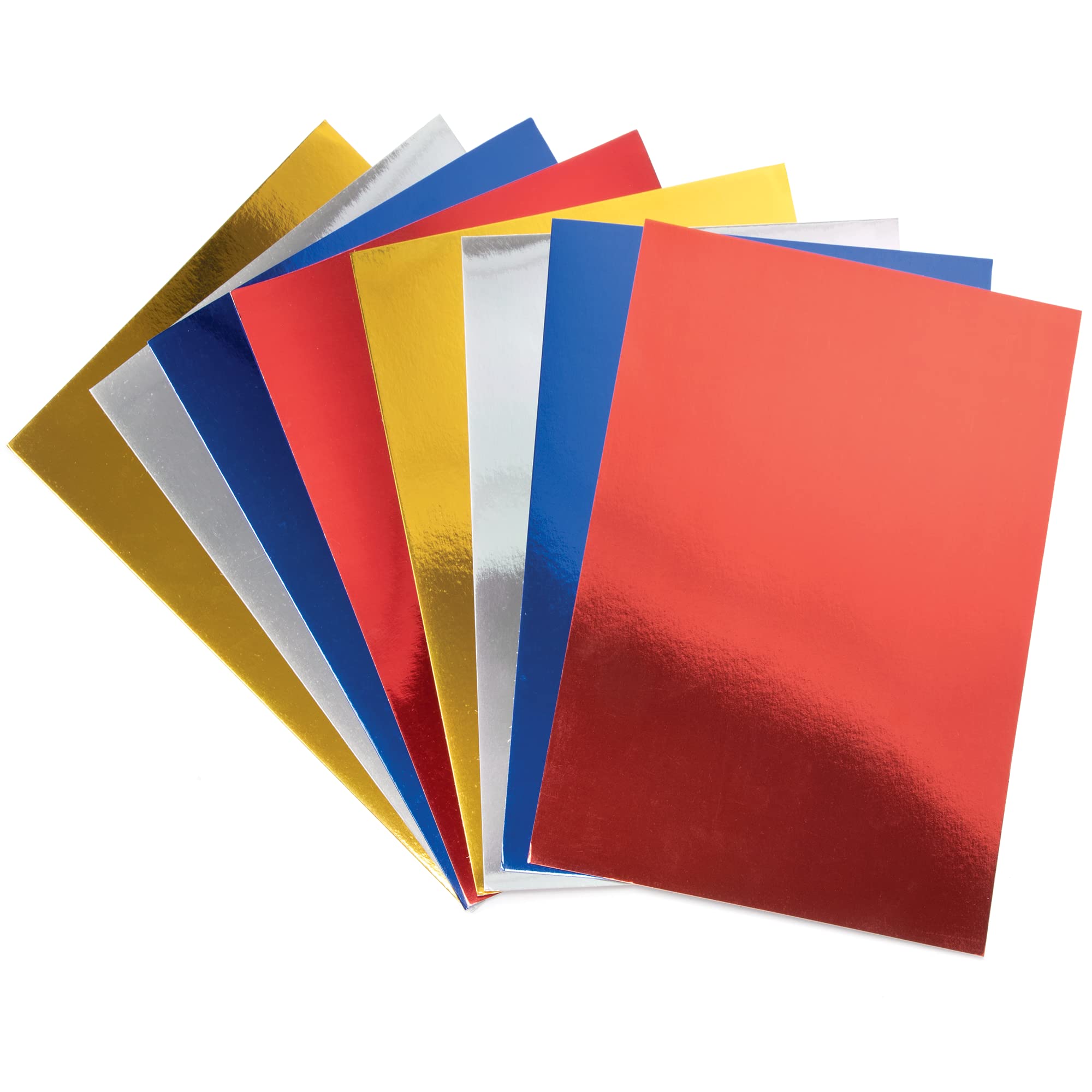 Baker Ross PJ123 Red White and Blue A4 Metallic Card - Pack of 20, Kids Craft Card Essentials, Arts and Crafts Materials for Kids
