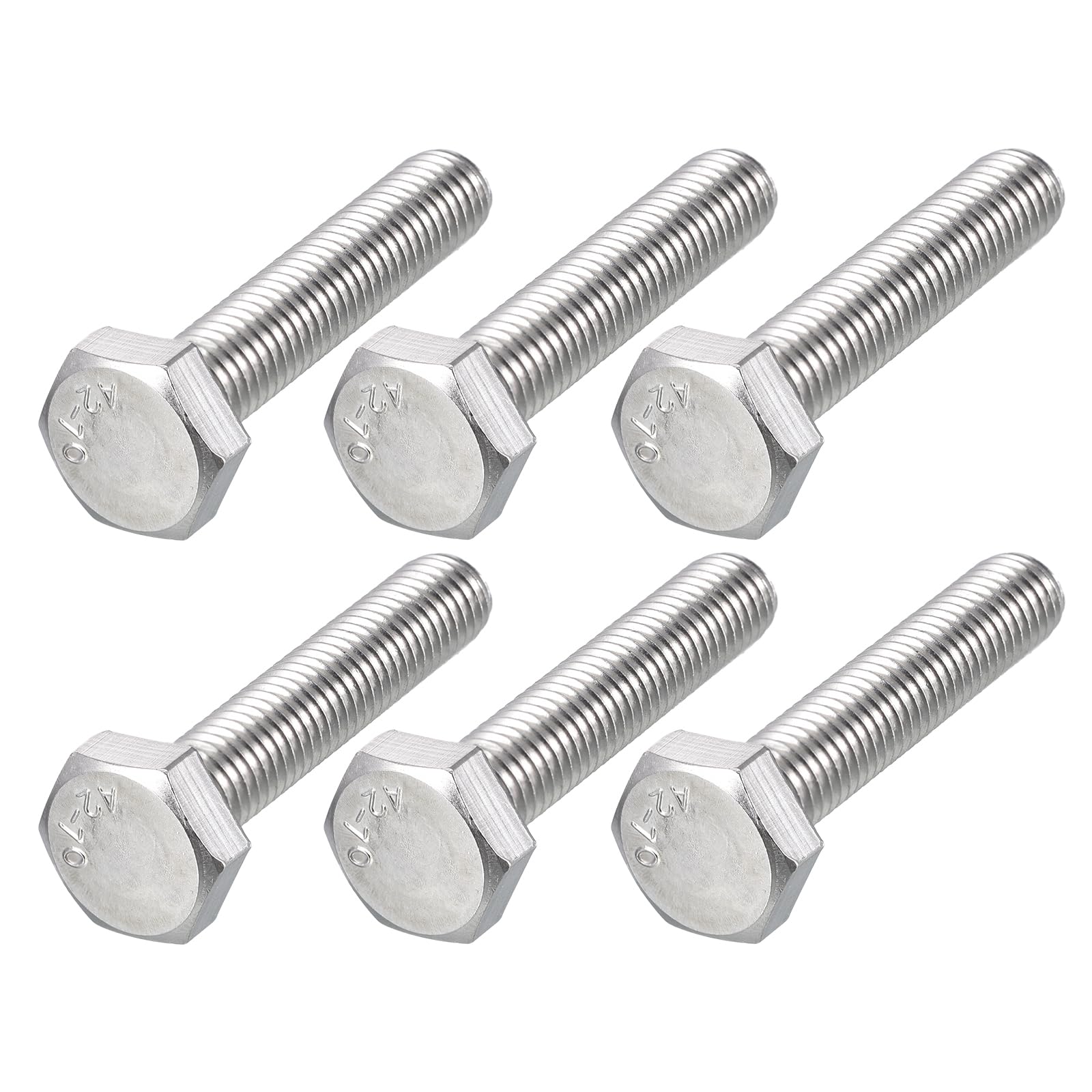 METALLIXITY Hex Bolts (M10-1.5x50mm) 6Pcs, 304 Stainless Steel Coarse Fully Threaded Hex Head Screw Bolt Machine Screws - for Furniture Repair, Silver — image 1