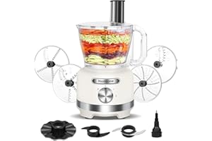 Homtone 16 Cup Food Processor, Large Capacity 9-in-1 Functions for Slicing, Shredding, Chopping, Dough Kneading & Emulsifying