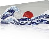 EFISH Kanagawa Surfing Mouse Pad XL 31.5x11.8 Inch Large Desk Mat