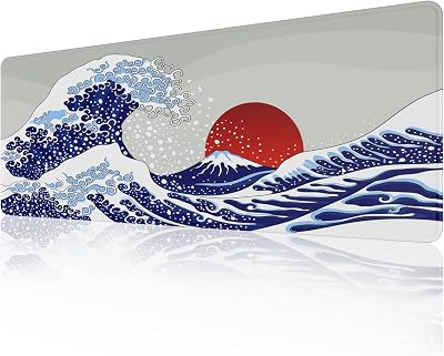 EFISH Kanagawa Surfing Mouse Pad XL 31.5x11.8 Inch Large Desk Mat