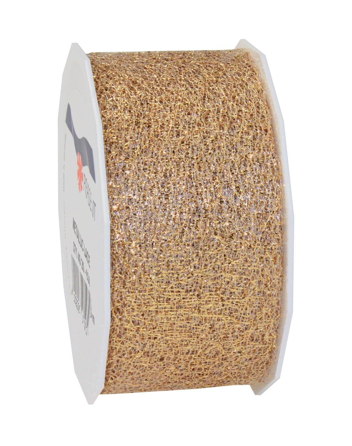 Präsent - Metallic Lace Ribbon Gold 20-m-Roll 40 mm width