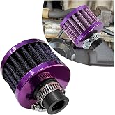 Suvnie 12mm Mini Air Filter, Universal Motor Cold Air Intake Filter Breather, Auto Turbo Vent Intake Filter Cleaner, Crankcase Breather Car Accessories for Motorcycle Engine Parts (Purple)