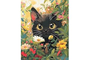 Natuyalo Paint by Numbers Kit for Adults - Cat in The Garden DIY Adult Paint by Number Kits Animal Acrylic Canvas Painting for Adults Beginners Kids Art Crafts Without Frame, 16x20 Inch
