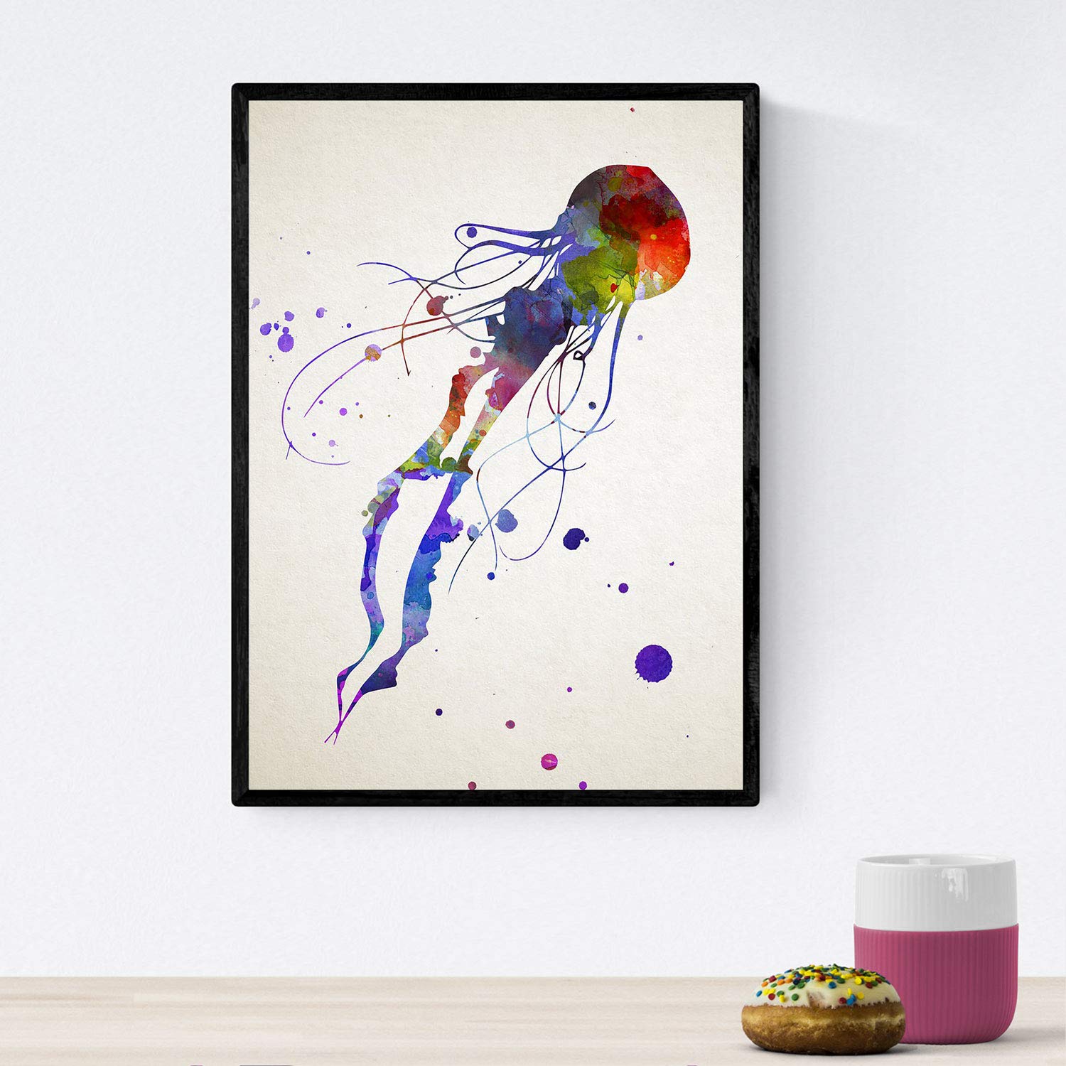 Nacnic Medusa Poster Watercolor style. Animals sheets watercolor style interior decoration. A4 size