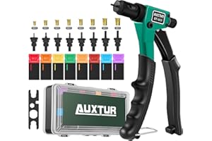 AUXTUR 8" Rivet Nut Tool, Hand Rivet Nut Kit with 4 Metric & 4Inch Mandrels M3,M4 M5,M6,6-32,8-32,10-24,1/4-20,80Pcs Rivet nut Assortment Kit, and Rugged Carrying Case