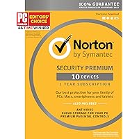 Symantec Norton Security Premium – 10 Devices – 1 Year Subscription [PC/Mac/Mobile Key Card]