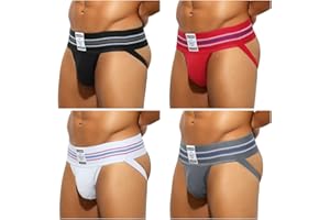 Arjen Kroos Men's Jock Strap 4 Pack High Elastic Jockstrap Underwear Breathable Athletic Supporter with Wide Waistband