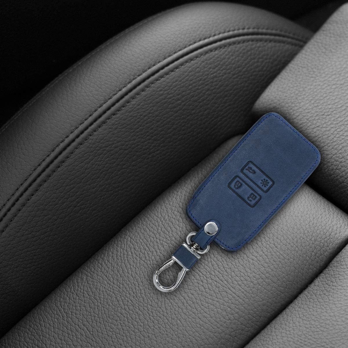 kwmobile Key Cover Compatible with Renault 4 Button Car Key Smart Key (only Keyless Go), Faux Leather Car Key Fob Protector - Image 3