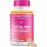 Pink Stork PMS Supplement for Women, Hormone Balance Support, 60 Count | Vitex, Ashwagandha, Maca Root, 10 Vitamins &amp; Minerals, Support PMS Comfort, Mood, Bloating, Period Regularity