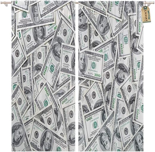 Amazon Com Golee Window Curtain Green Hundred Of 100 Dollar Bills