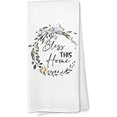 Voatok Bless This Home Kitchen Towels, Housewarming Gifts Hand Towels for Bathroom, Best Housewarming Gifts for New Home House Apartment Dish Tea Towels for Kitchen, 16x24 Inches