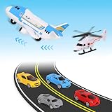 Shayson Transport Cargo Airplane Toy Play Set with 4 Cars and 1 Helicopter view 3