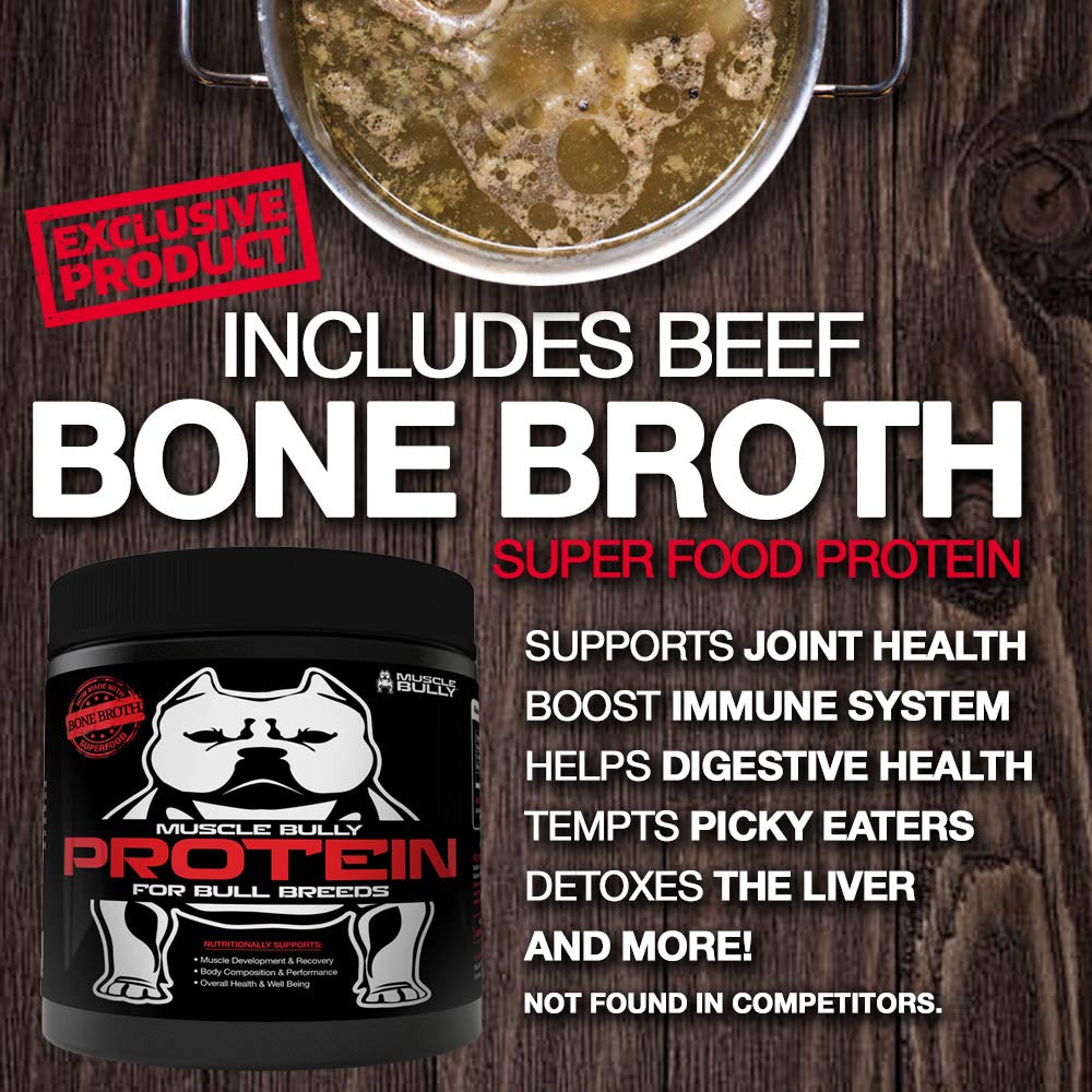 Muscle Bully Protein Supplement for Dogs Supports Muscle Growth, Recovery and Size. Formulated