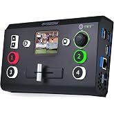 RGBlink Mini-Pro Video Switcher, 4K HDMI Input &amp; PTZ Control | 4x 4K HDMI In, 2x HDMI Out, USB 3.0 Output, 2" Touchscreen, VISCA PTZ Camera Switcher for Church, Education, Live Events