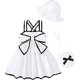 Renotemy Baby Girl Flower Dress Summer Outfits Toddler Boho Casual Dress Infant Sundress Gifts for Girl with Cute Hat and Bag