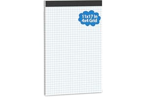 VISHOITTY Large Graph Paper Pad 11 x 17, Grid Paper, 4x4 Graph Ruled, Blueprint Quadrille Pad, 30 Sheets Engineering Paper, Drafting Paper, Graft Paper for Architect Engineer Designer Mathematician Draftsman