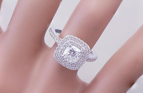 Amazon Com 14k White Gold Cushion Cut Diamond Engagement Ring