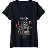 Womens 38 Special Hold On Loosely Est. 1974 Vintage Motorcycle Logo V-Neck T-Shirt