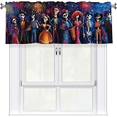 Czvixsa Day of The Dead Valance Curtain Short Window Valance for Kitchen Bathroom Bedroom Living Room Holiday Home Decor 54''X18''