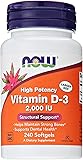 NOW Foods Vitamin D-3, Structural Support 2000 I.U., 240 Softgels